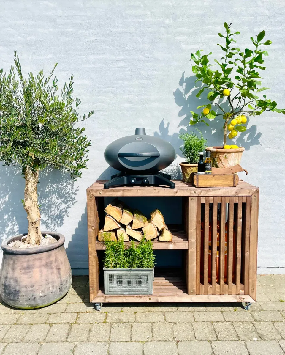 Kabeltromlen Grillbord Traller Brunbejdset 120 cm Stål