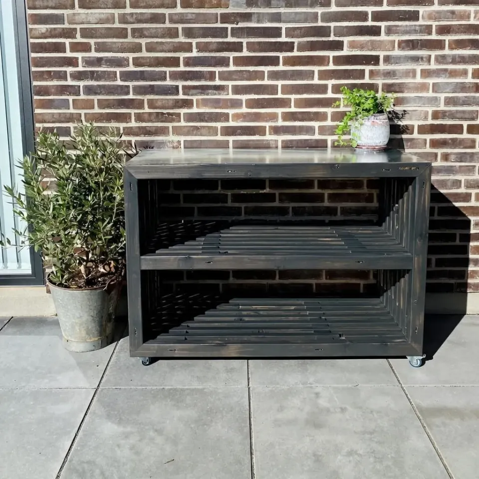 Kabeltromlen Arbejdsbord brede traller sort 90 cm stålplade