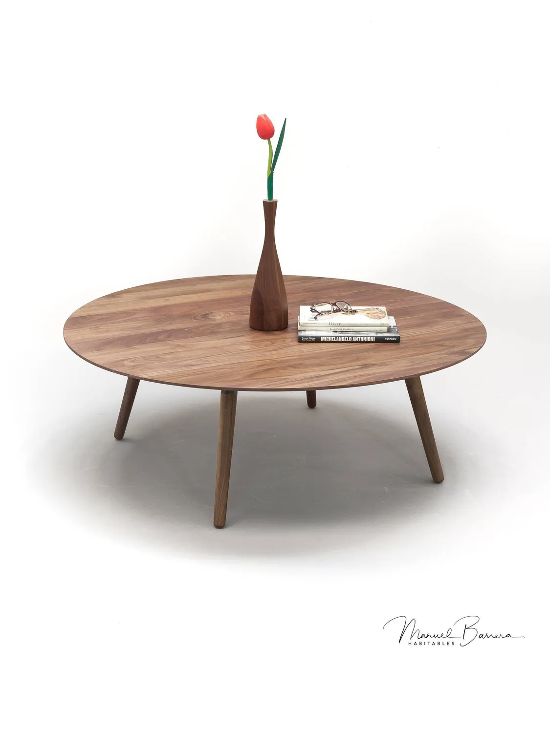 Habitables Midcentury sofabord rundt eg 50 cm massivt