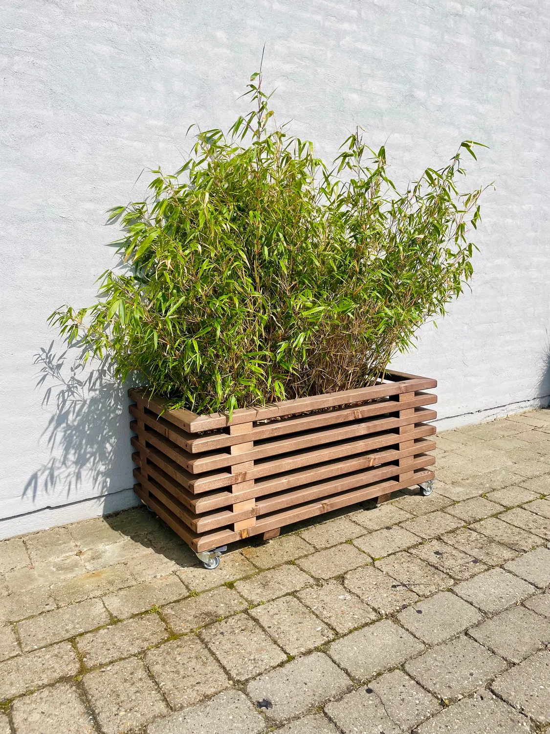 Kabeltromlen Plantekasse brunbejdset 43 cm 95 cm med hjul