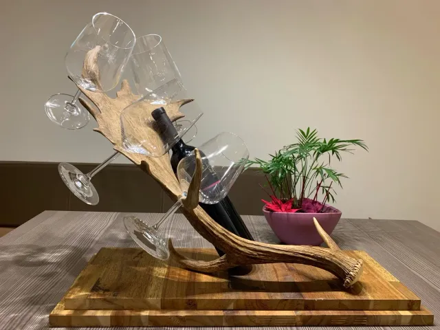 Oh My Deer vinglasholder træ væg 4 glas rustik