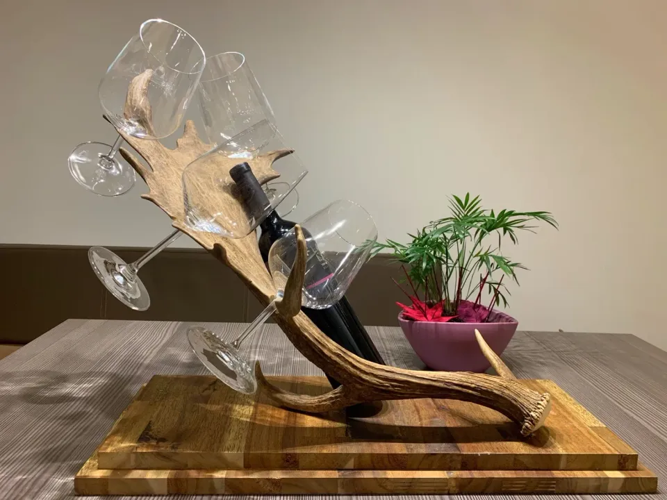 Oh My Deer vinglasholder træ væg 4 glas rustik