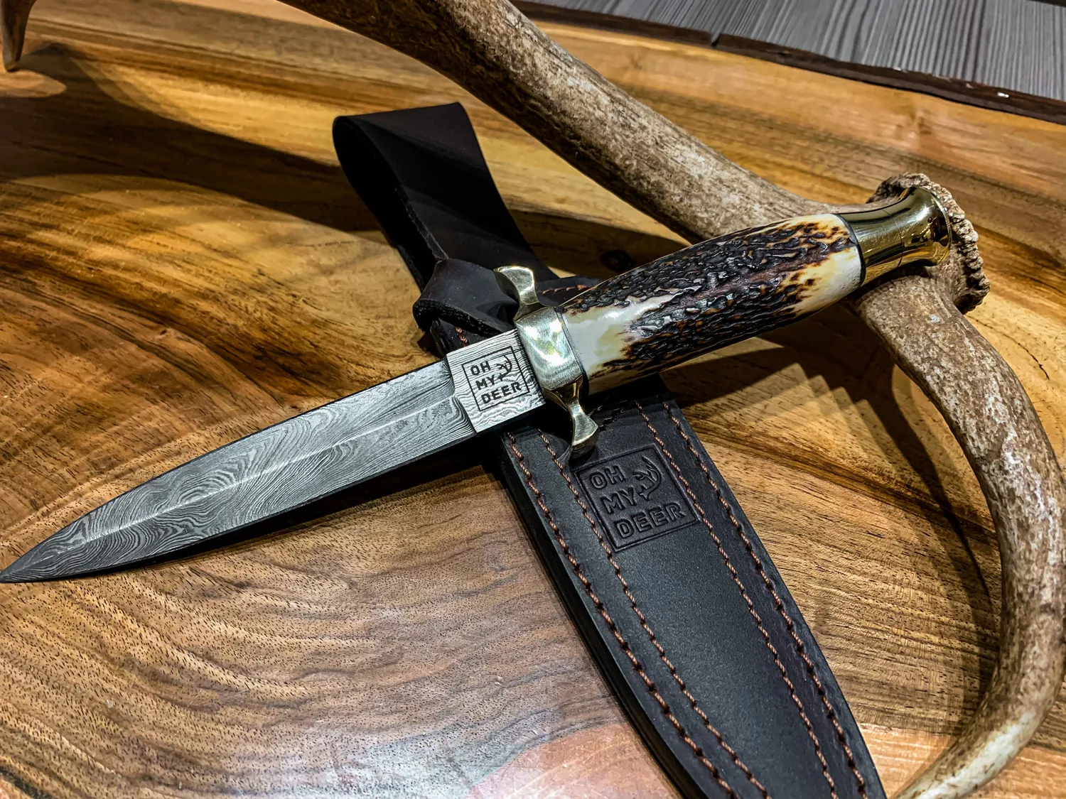Oh My Deer Damast Stiefelmesser støvlekniv damask