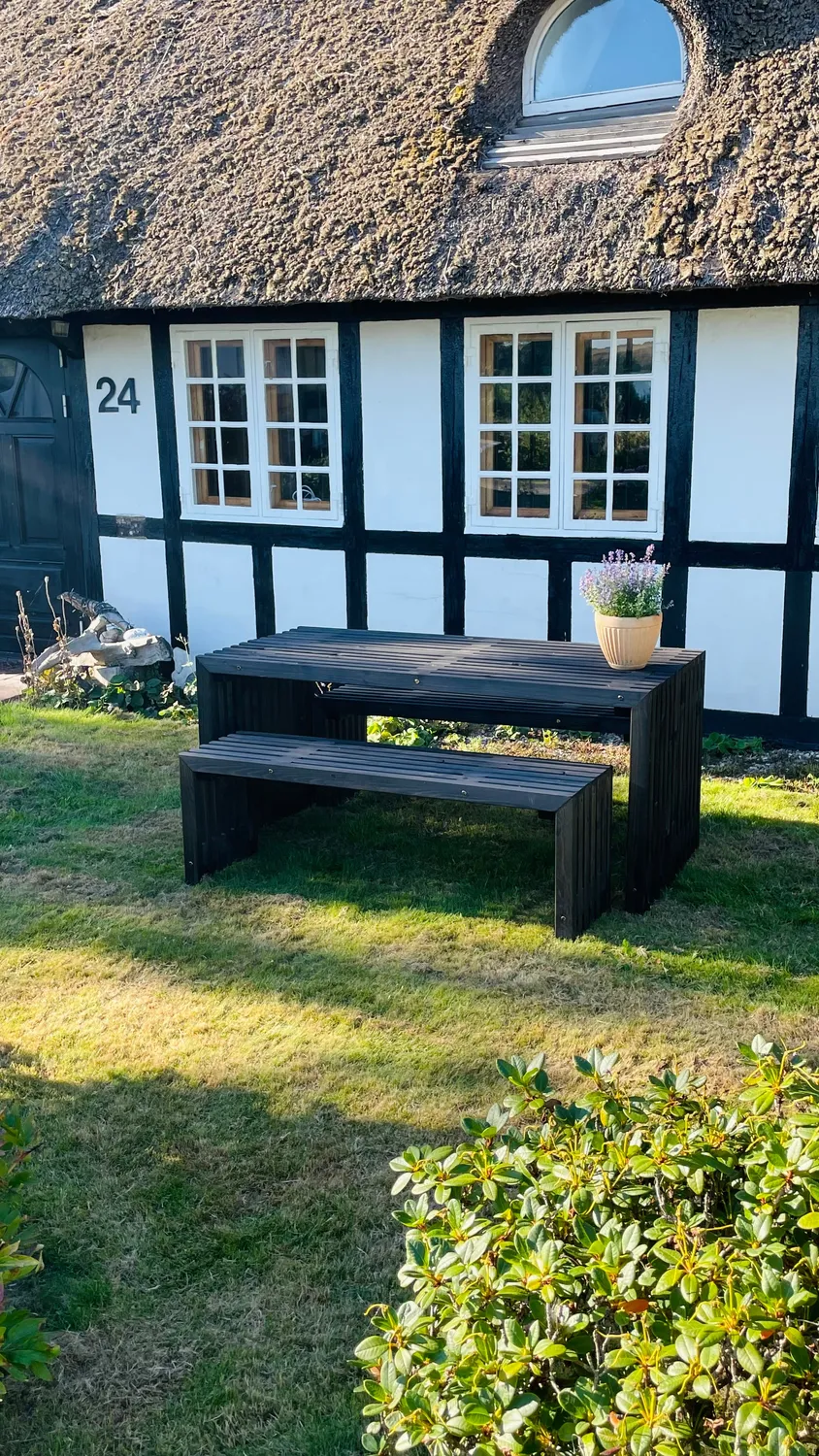 Kabeltromlen Bord-Bænkesæt Sortbejdset 160 cm