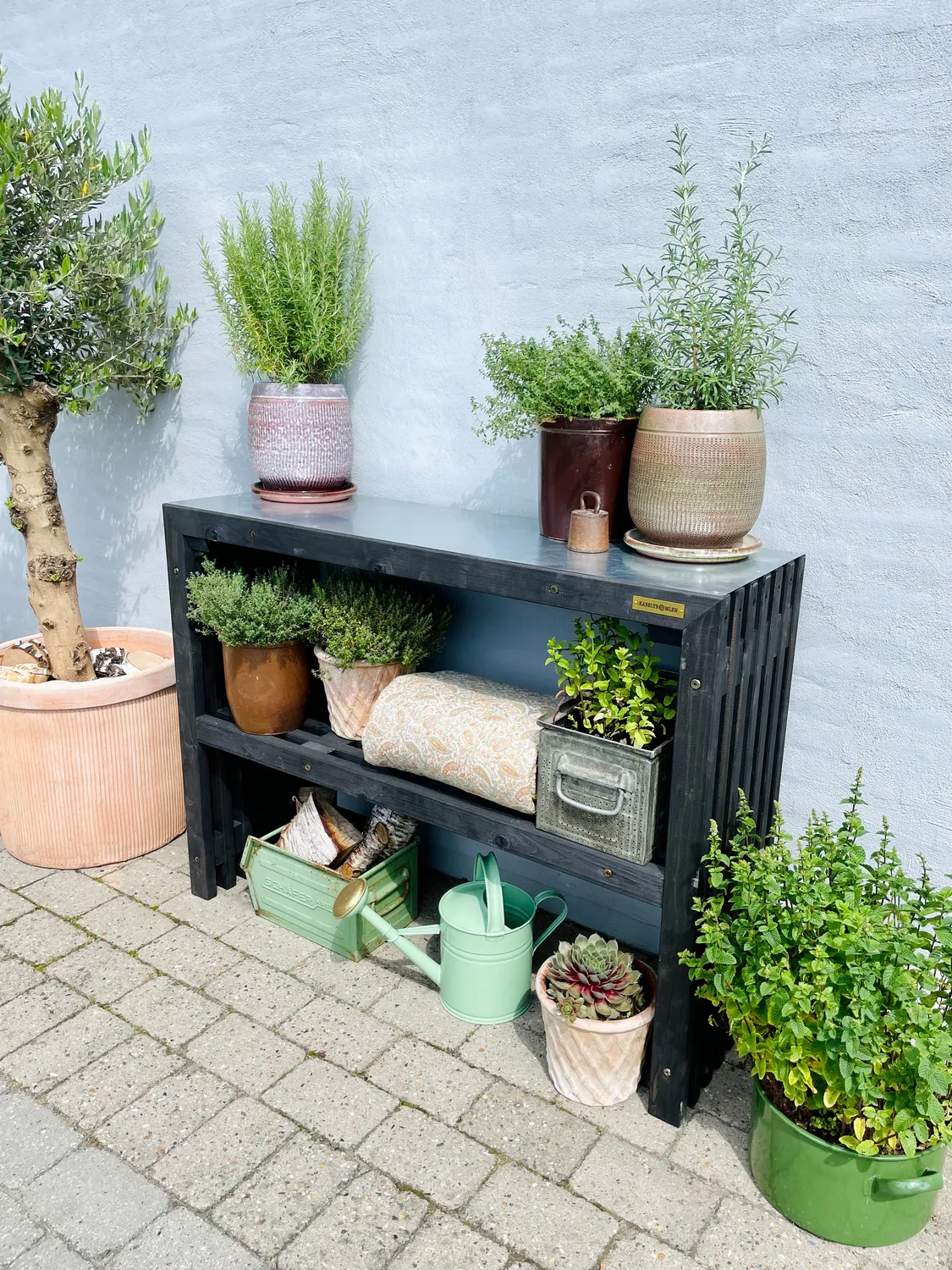 Kabeltromlen Traller Plantebord Sortbejdset 120 cm Fyrretræ