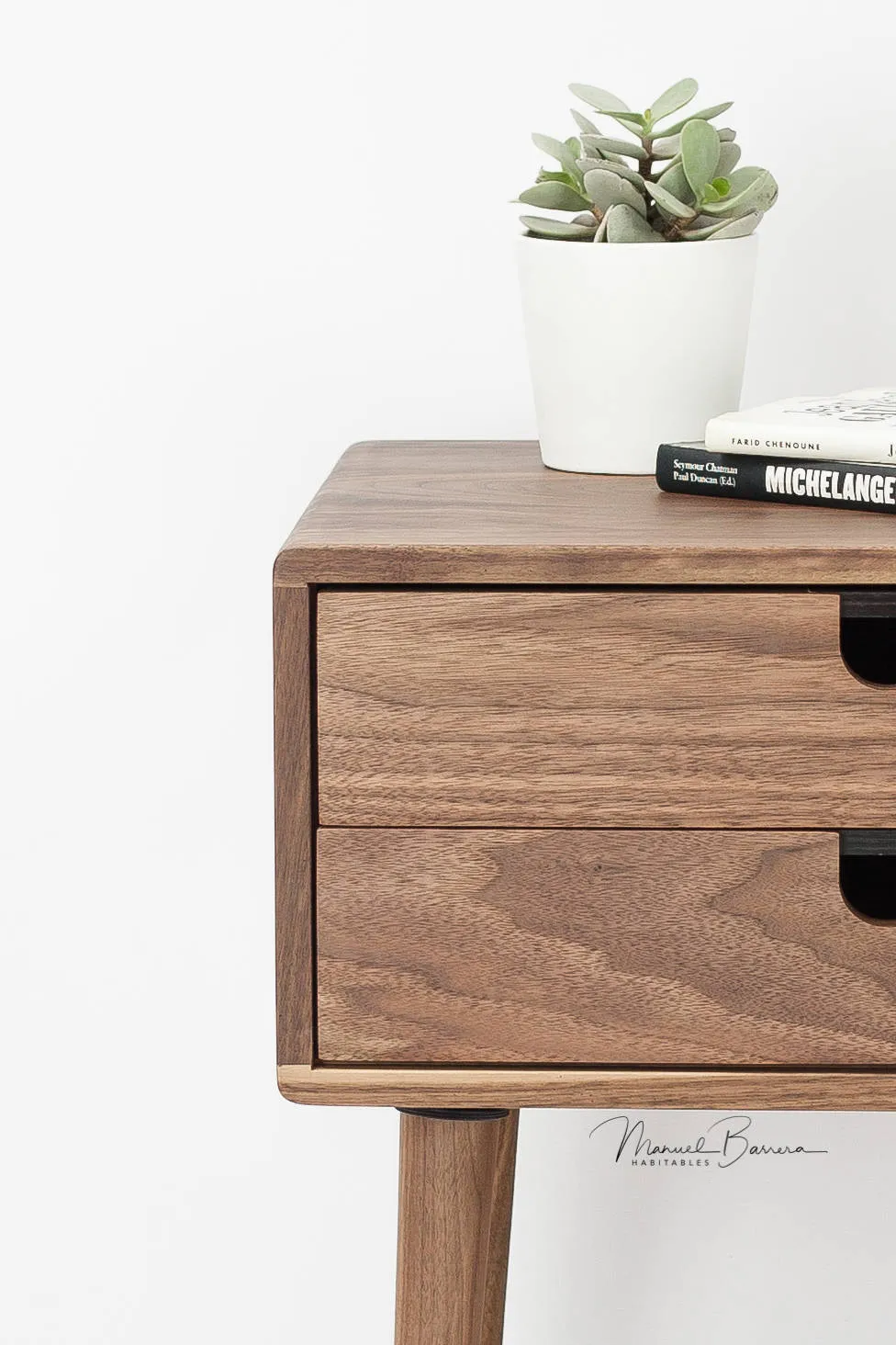 Habitables Mid-Century natbord 2 skuffer eg 46,5 cm massivt træ