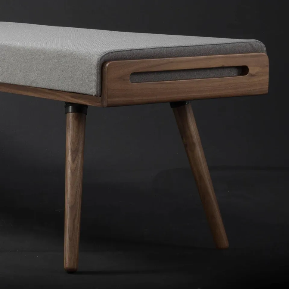 Habitables bænk eg 100x45 gråt stof massivt træ