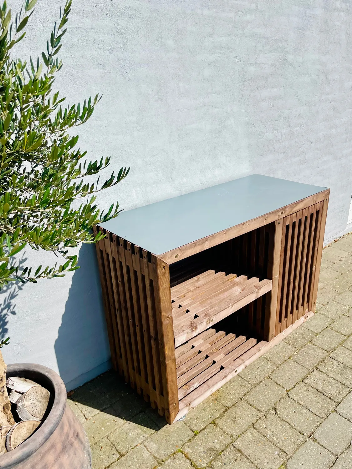 Kabeltromlen Grillbord Traller Brunbejdset 120 cm Stål