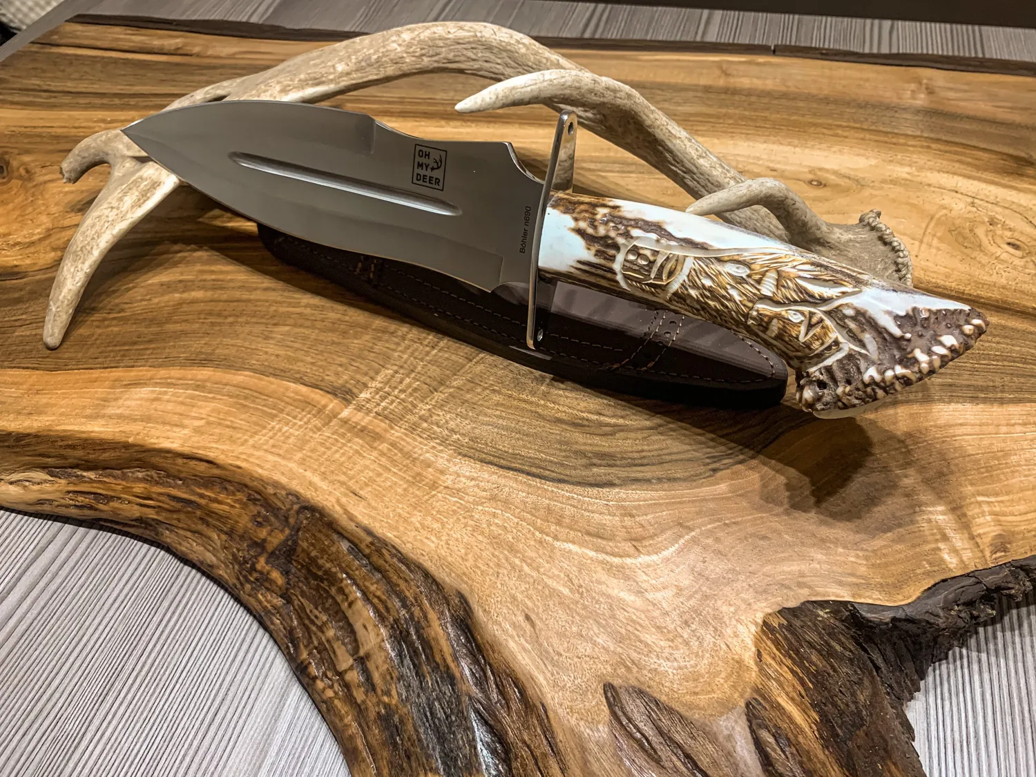 Oh My Deer Saufänger jagtkniv Böhler N690 massivt træ