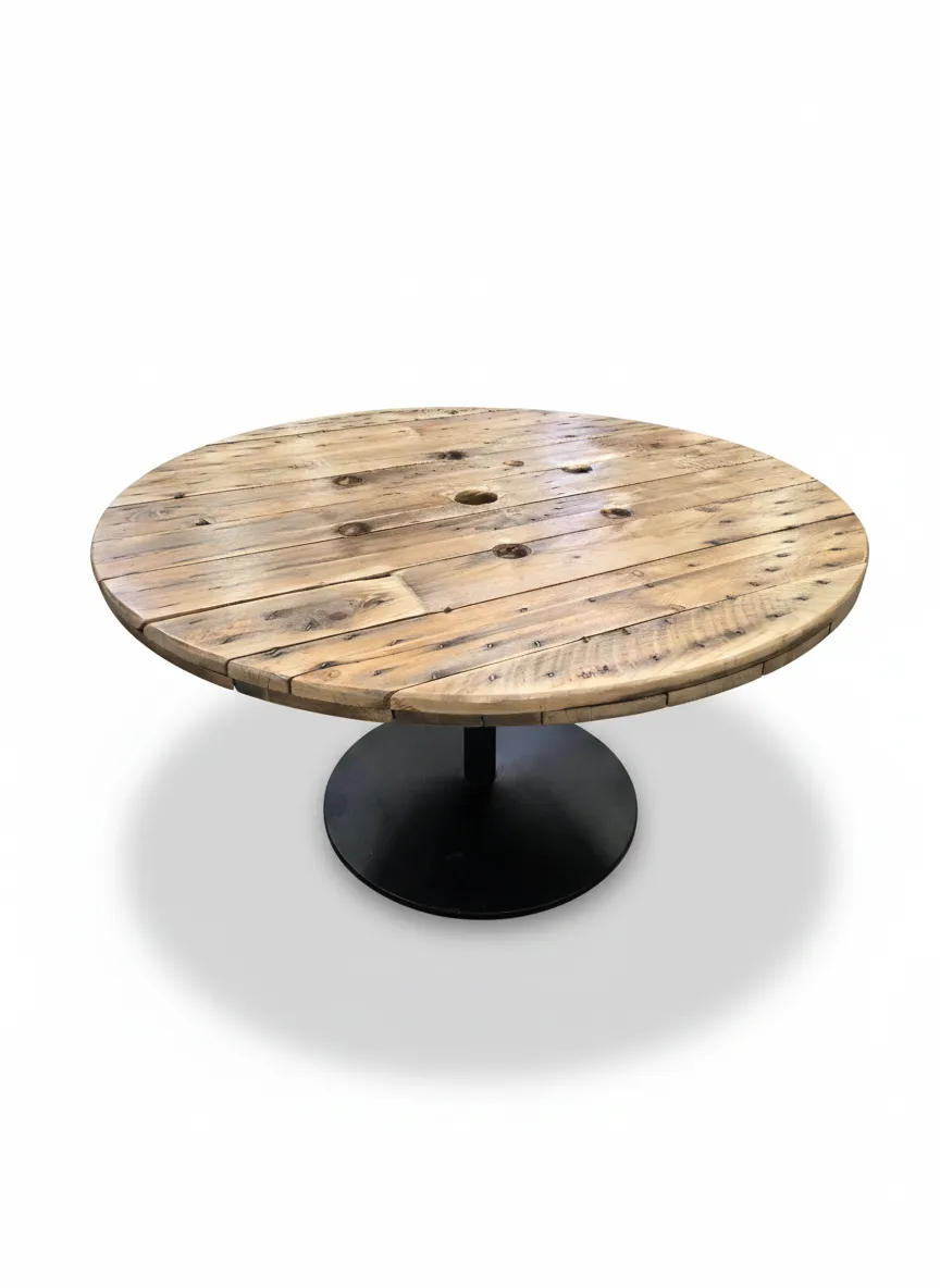 Kabeltromlen Rundt Spisebord spisebord Ø120 cm lakeret