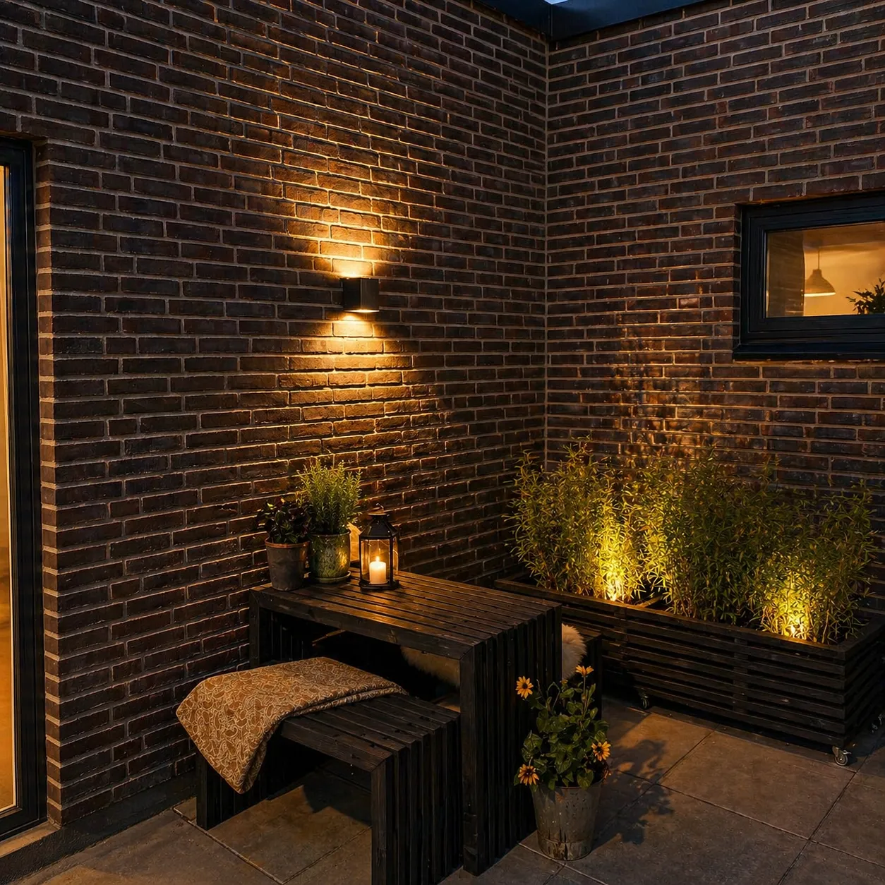 Kabeltromlen Bord-bænkesæt altan 120 cm sortbejdset