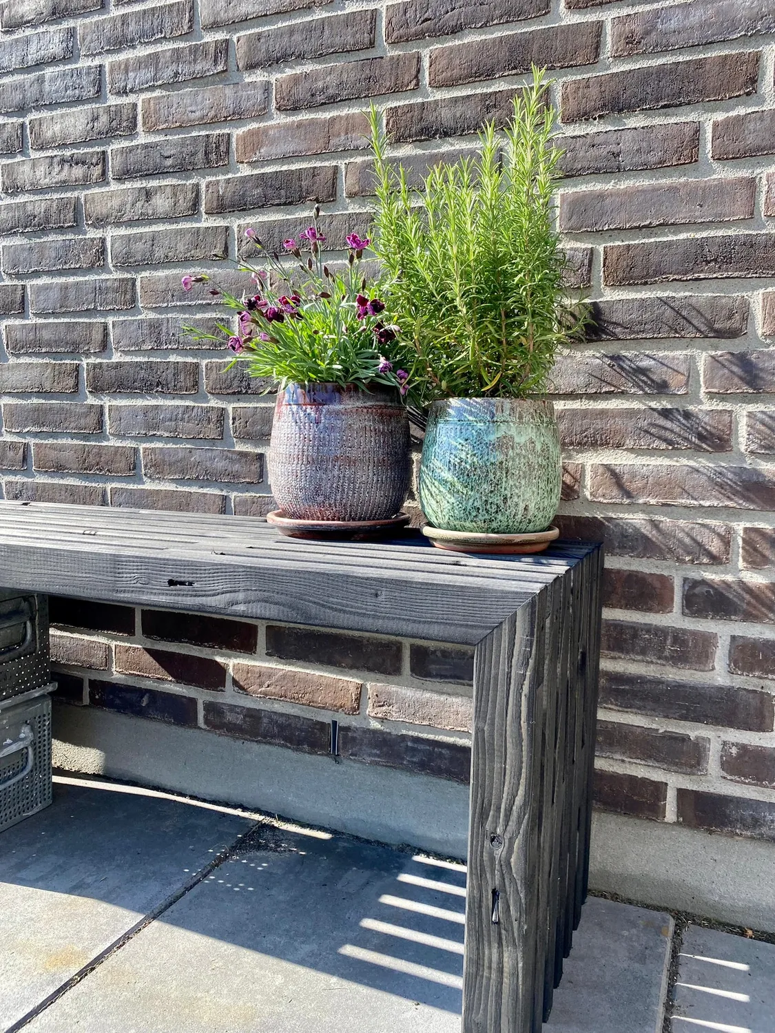 Kabeltromlen trallebænk sortbejdset 137 cm