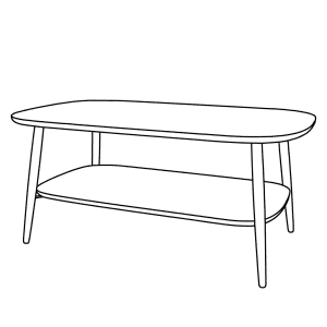 Bønnebord Softsquare 100x60 sofabord med hylde