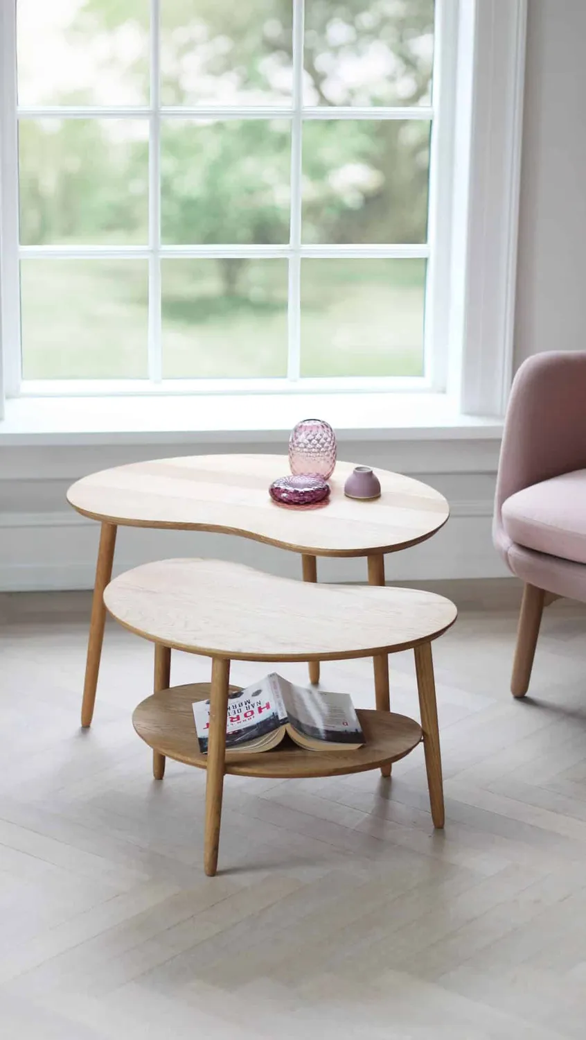 Bønnebord lille bønne sofabord 60 cm massiv eg