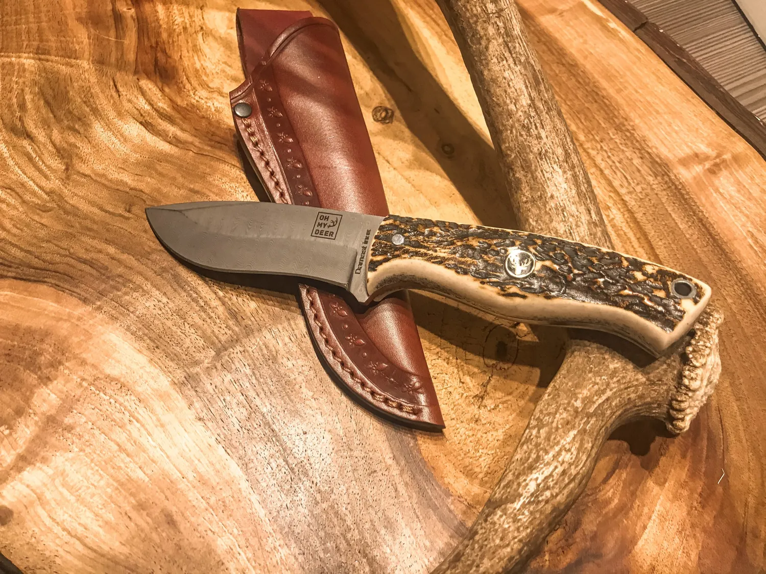 Oh My Deer Damast INOX jagtkniv rustfri damask