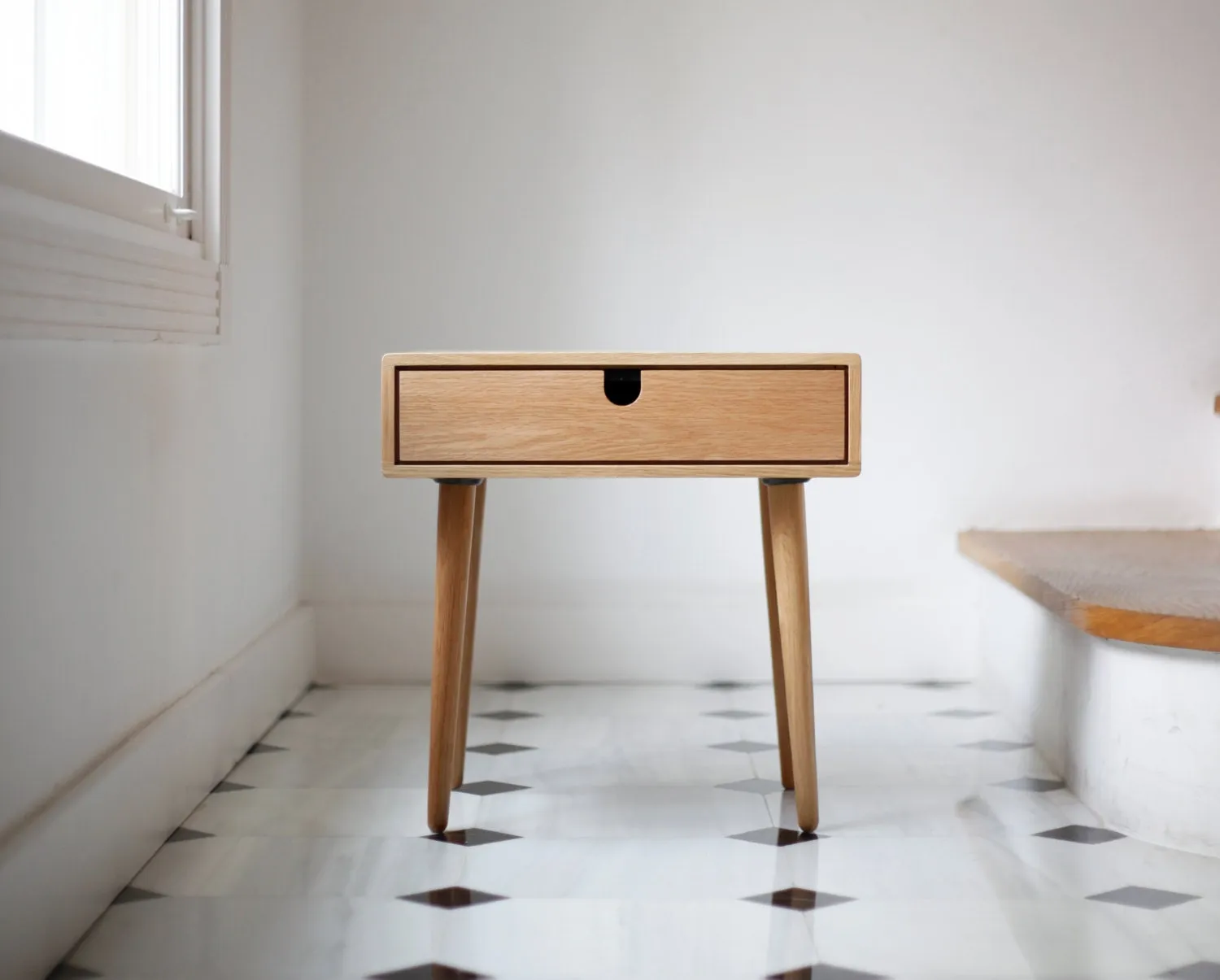Habitables Mid-Century sengebord 1 skuffe eg 46,5 cm