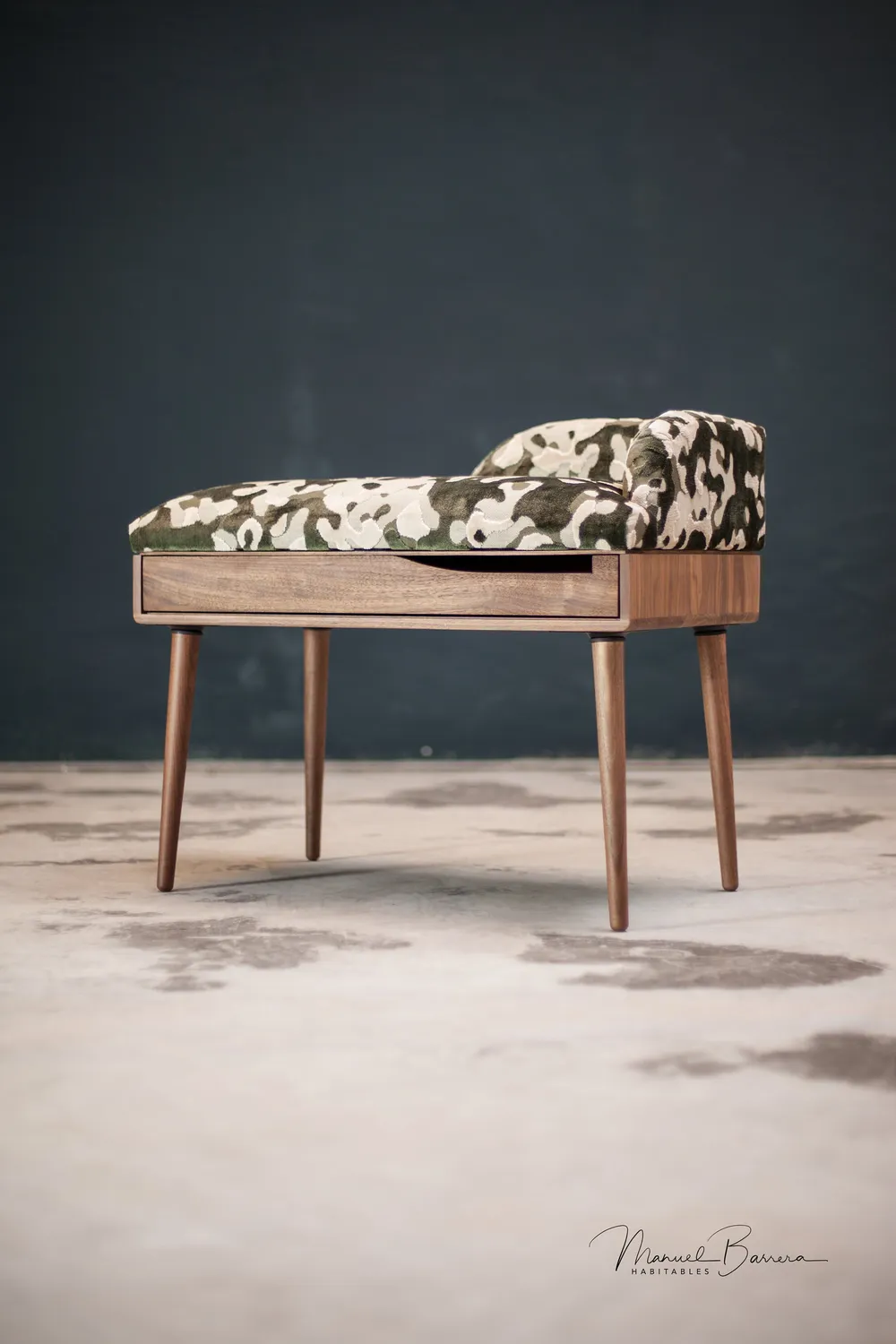 Habitables bænk polstret eg 100x40 cm massivt træ