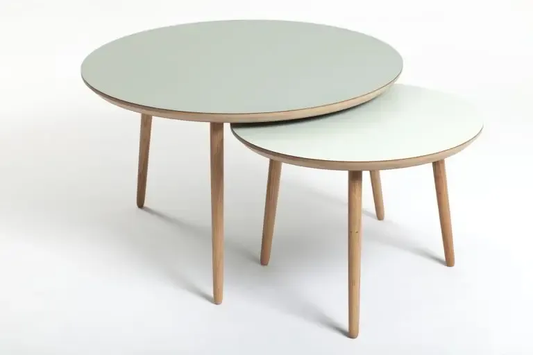 Bønnebord 75Ø Sea Green og 55Ø Reseda Green sofaborde sæt