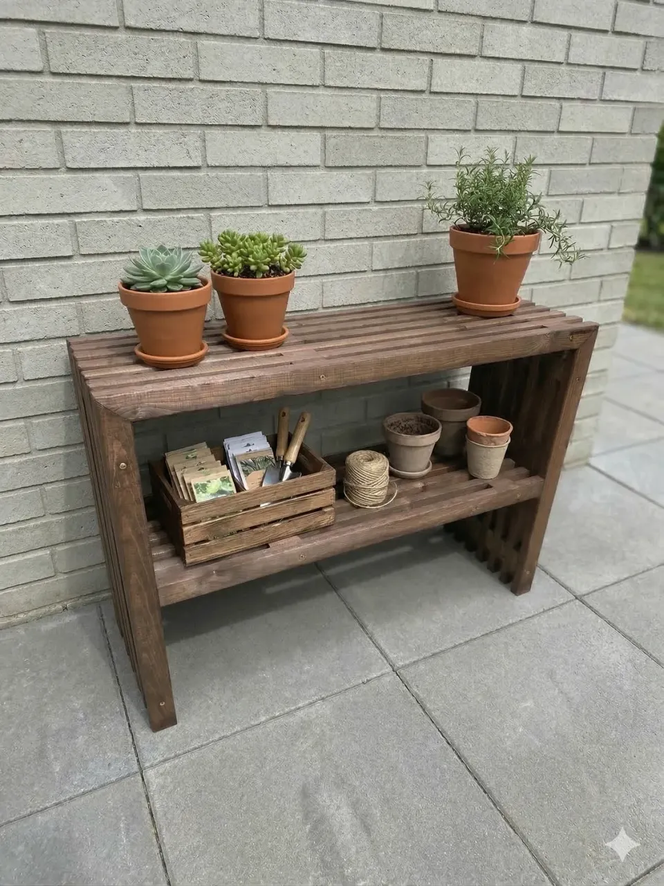 Kabeltromlen Plantebord Brunbejdset 120 cm plantebord med topplade