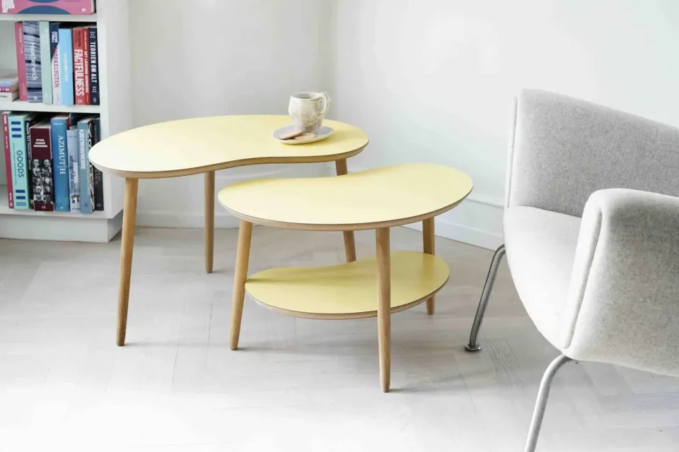 Bønnebord Lille og Mellem sofabordssæt camomille laminat