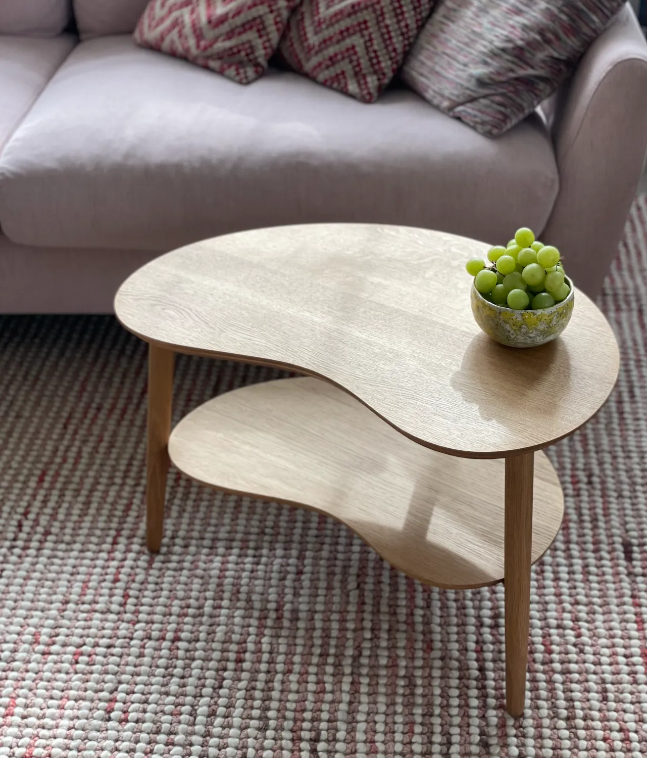 Bønnebord lille bønne sofabord 60 cm massiv eg