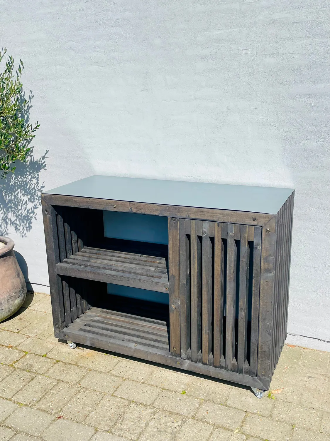 Kabeltromlen Grillbord Gasflaskeskjuler 120 cm sortbejdset