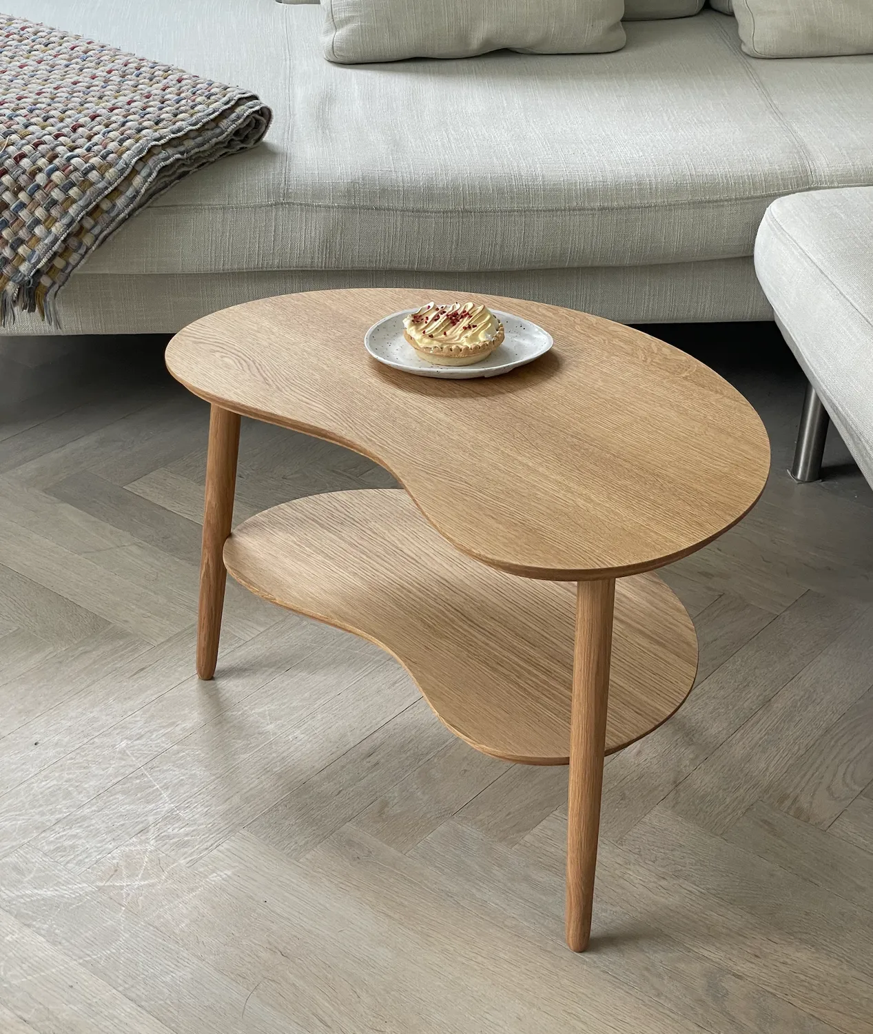Bønnebord lille bønne sofabord 60 cm massiv eg