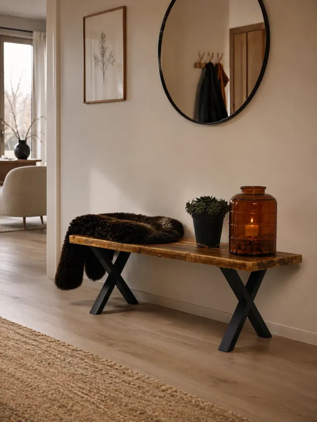Kabeltromlen Bred Bænk Genbrugsplanker X-stel 137 cm lakeret