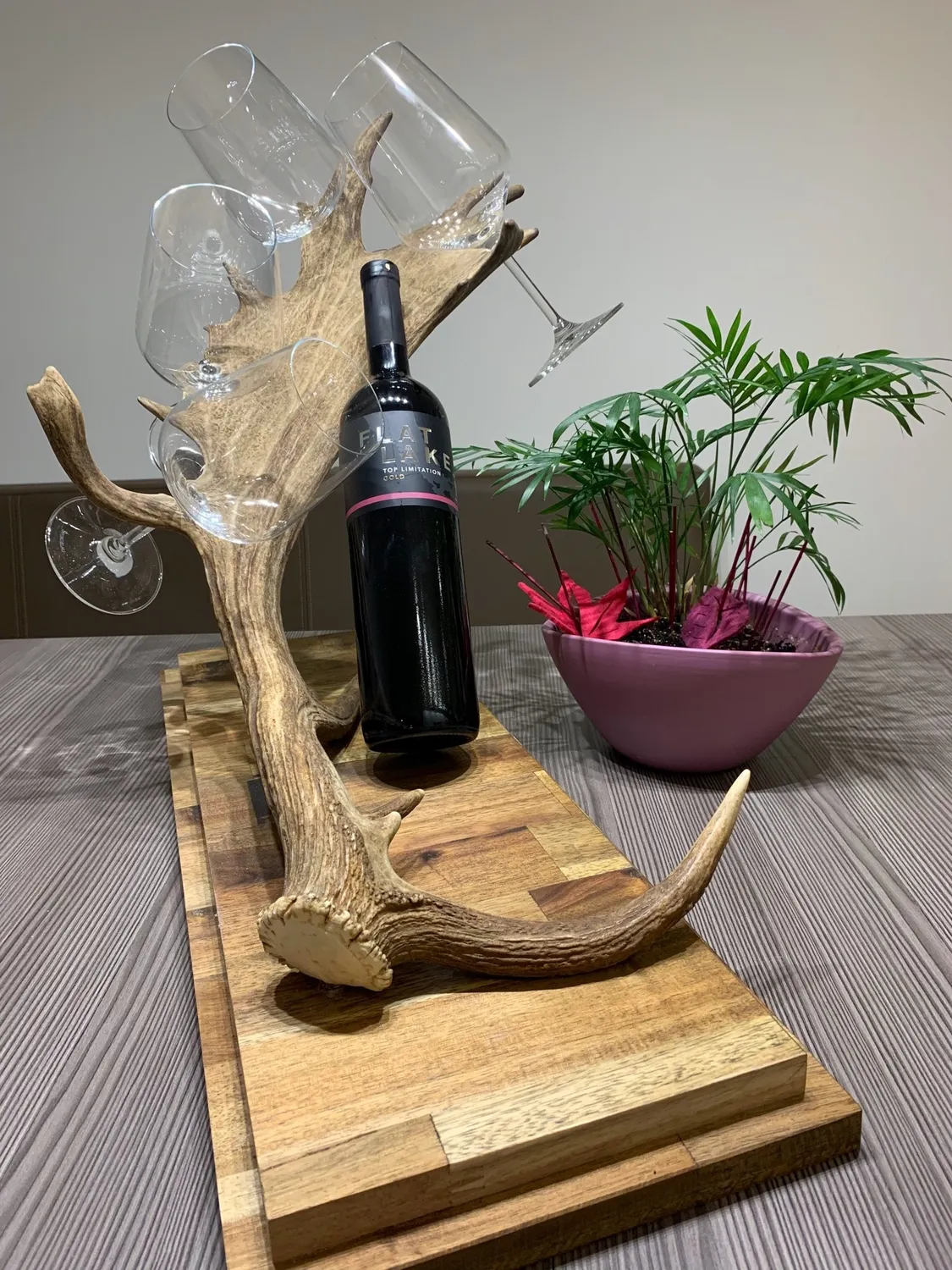 Oh My Deer vinglasholder træ væg 4 glas rustik