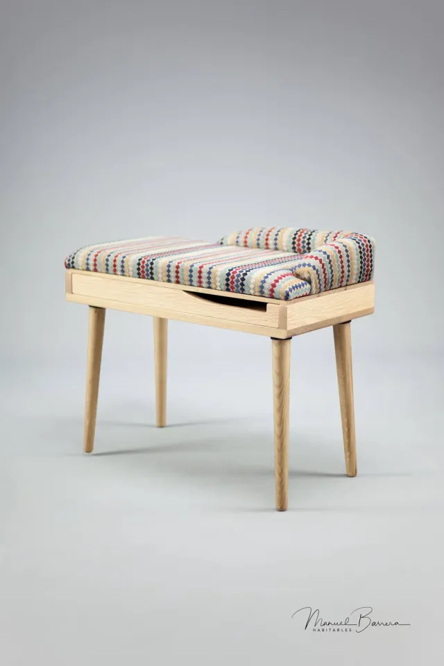 Habitables bænk polstret eg 100x40 cm massivt træ