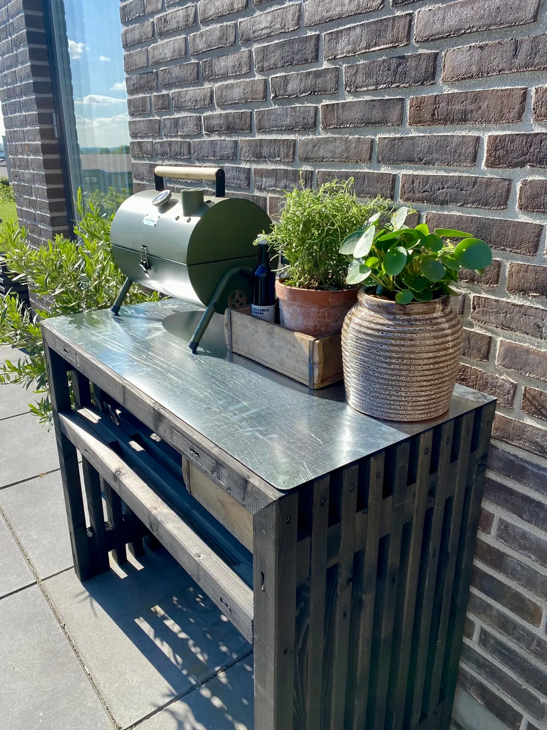 Kabeltromlen Traller Plantebord Sortbejdset 120 cm Fyrretræ