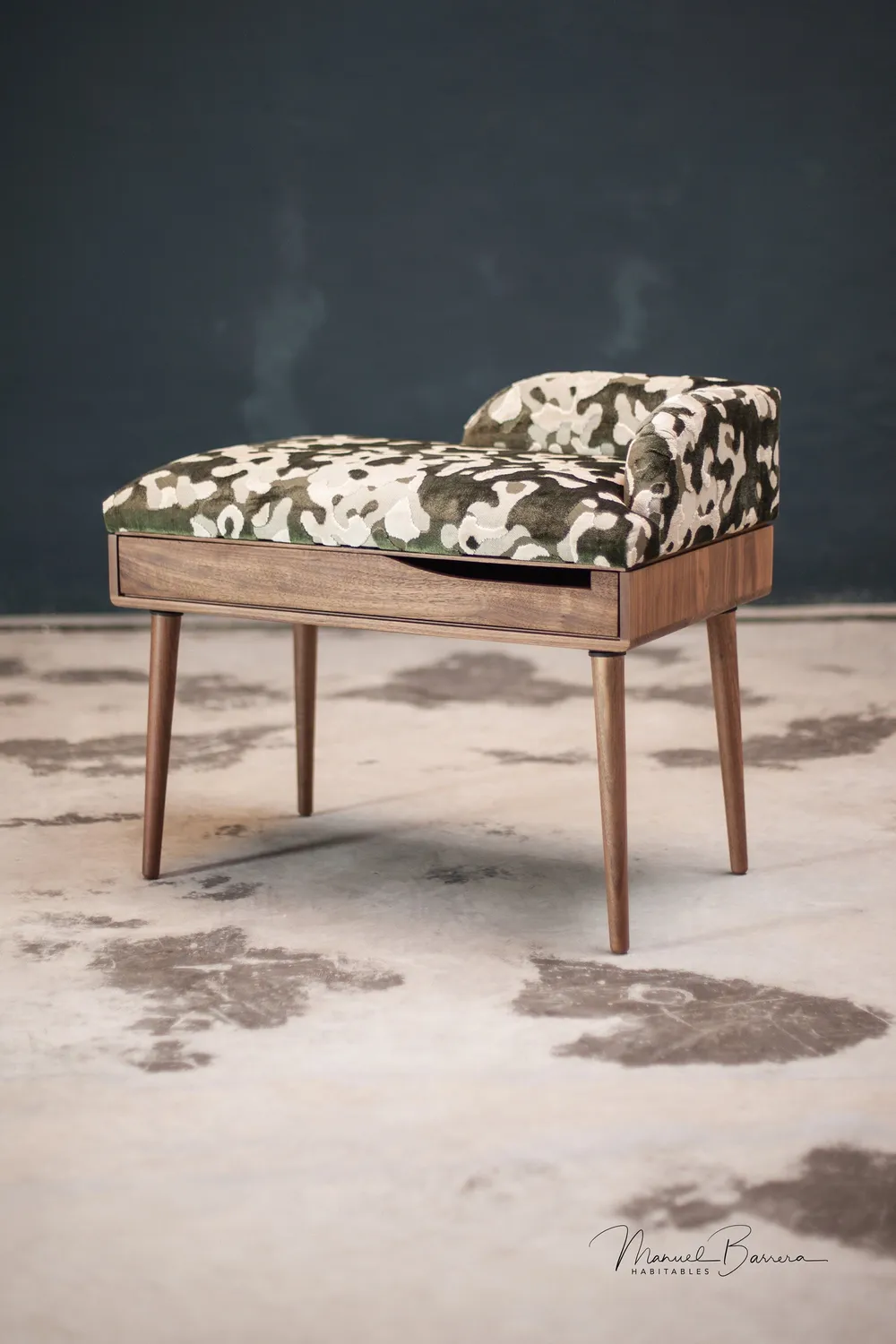 Habitables bænk polstret eg 100x40 cm massivt træ