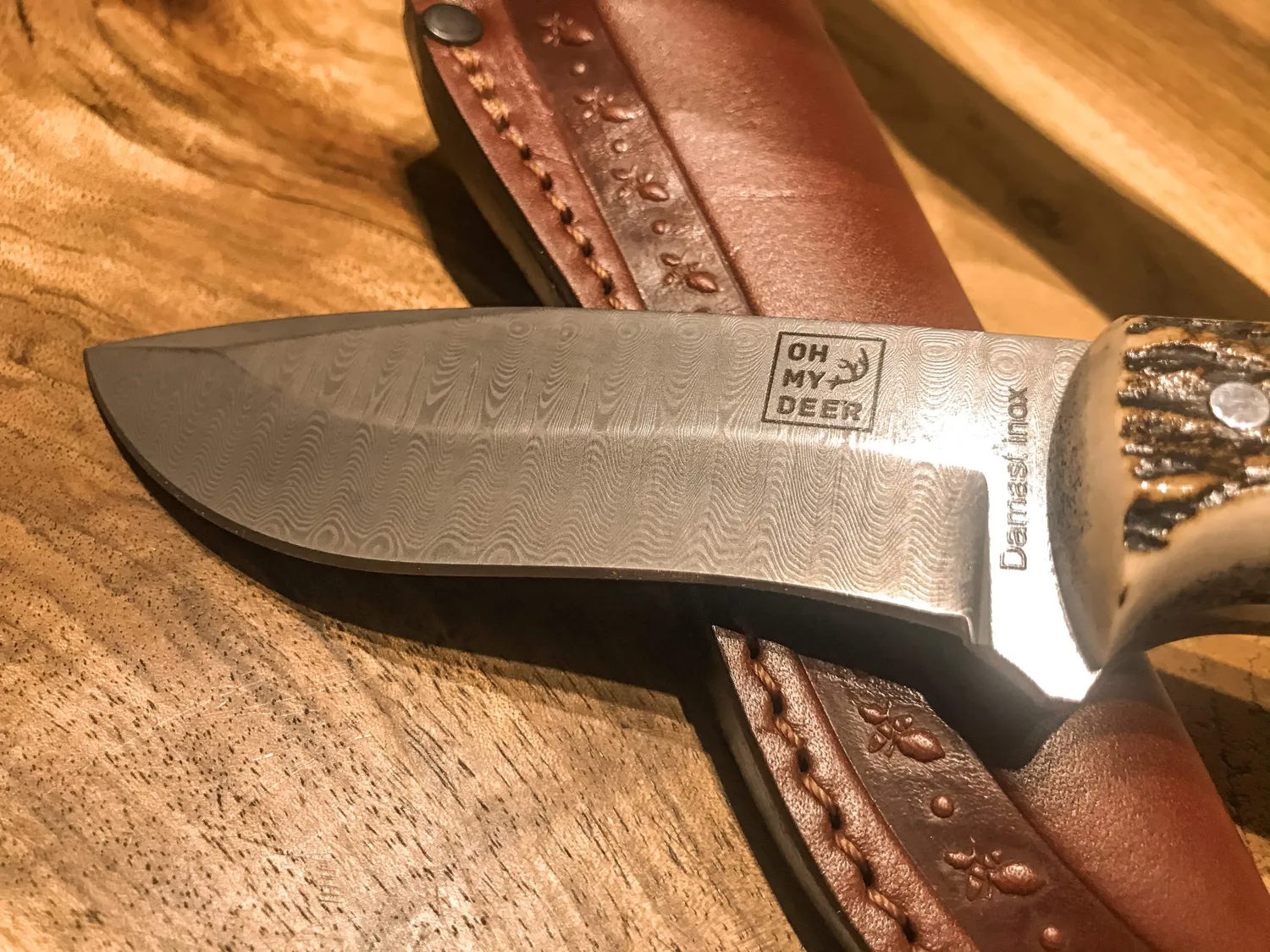 Oh My Deer Damast INOX jagtkniv rustfri damask