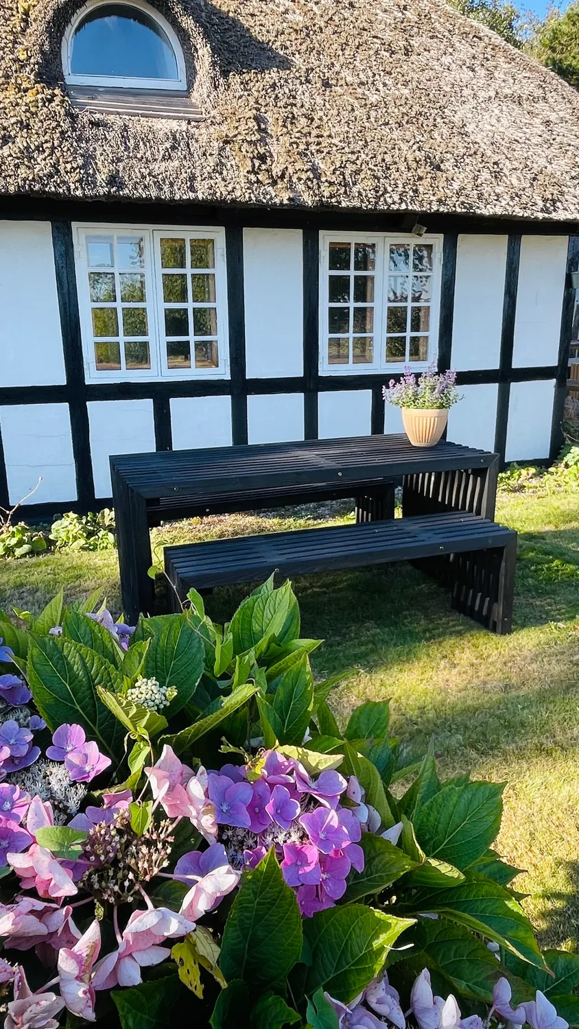 Kabeltromlen Bord-Bænkesæt Sortbejdset 160 cm