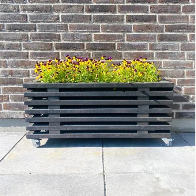 Kabeltromlen Traller blomsterkasse sort 95 cm på hjul