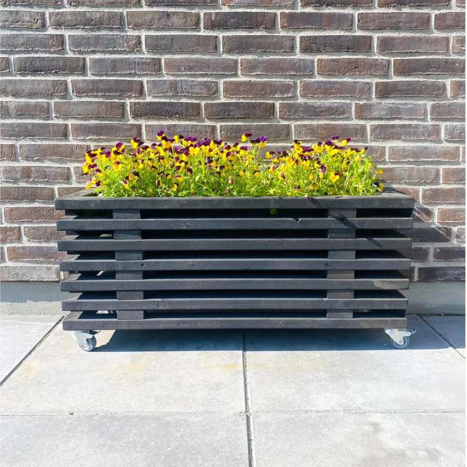 Kabeltromlen Traller blomsterkasse sort 95 cm på hjul