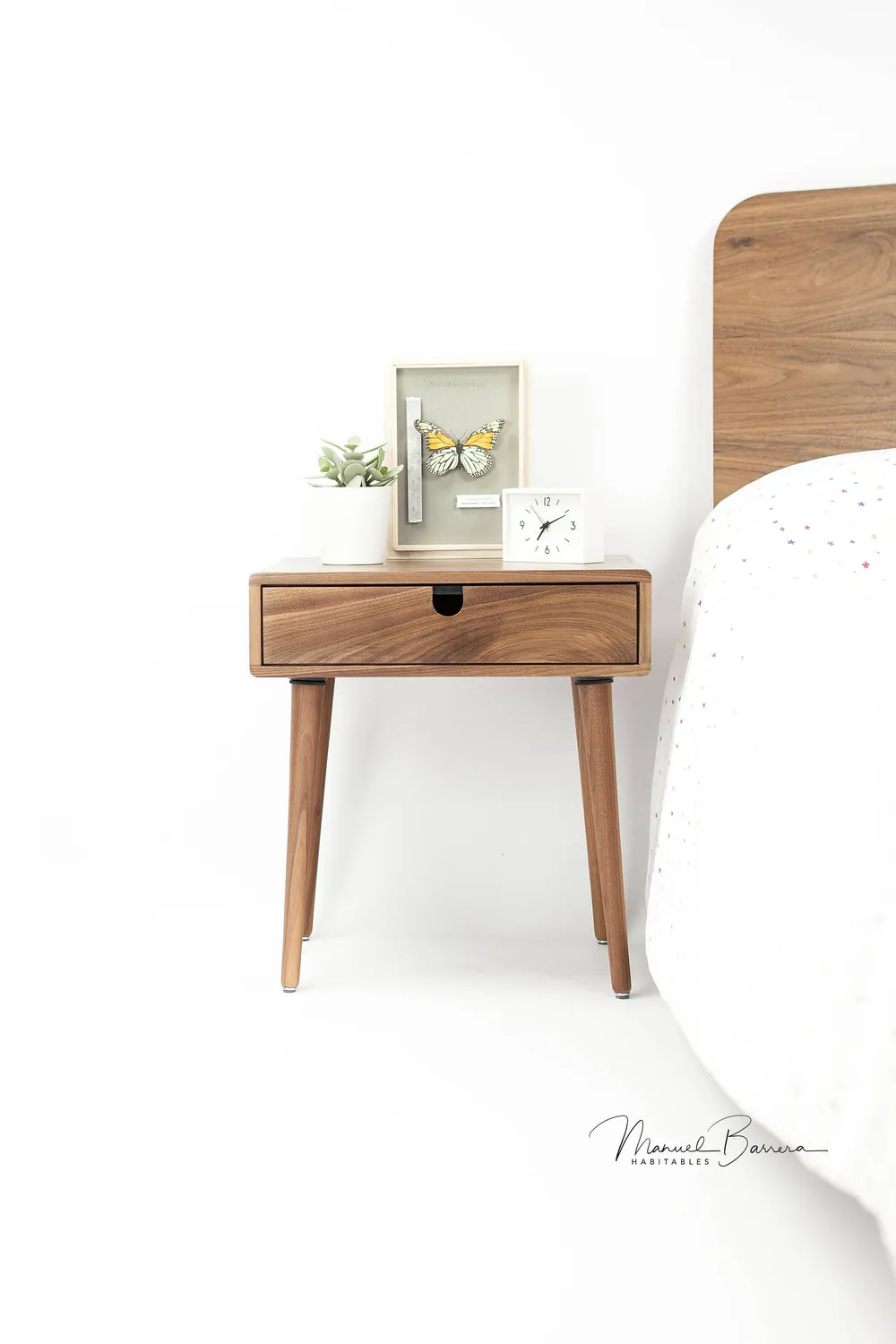Habitables Mid-Century sengebord 1 skuffe eg 46,5 cm