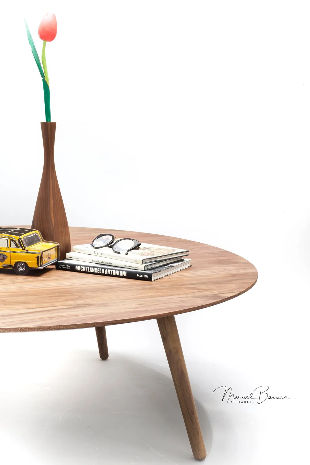 Habitables Midcentury sofabord rundt eg 50 cm massivt