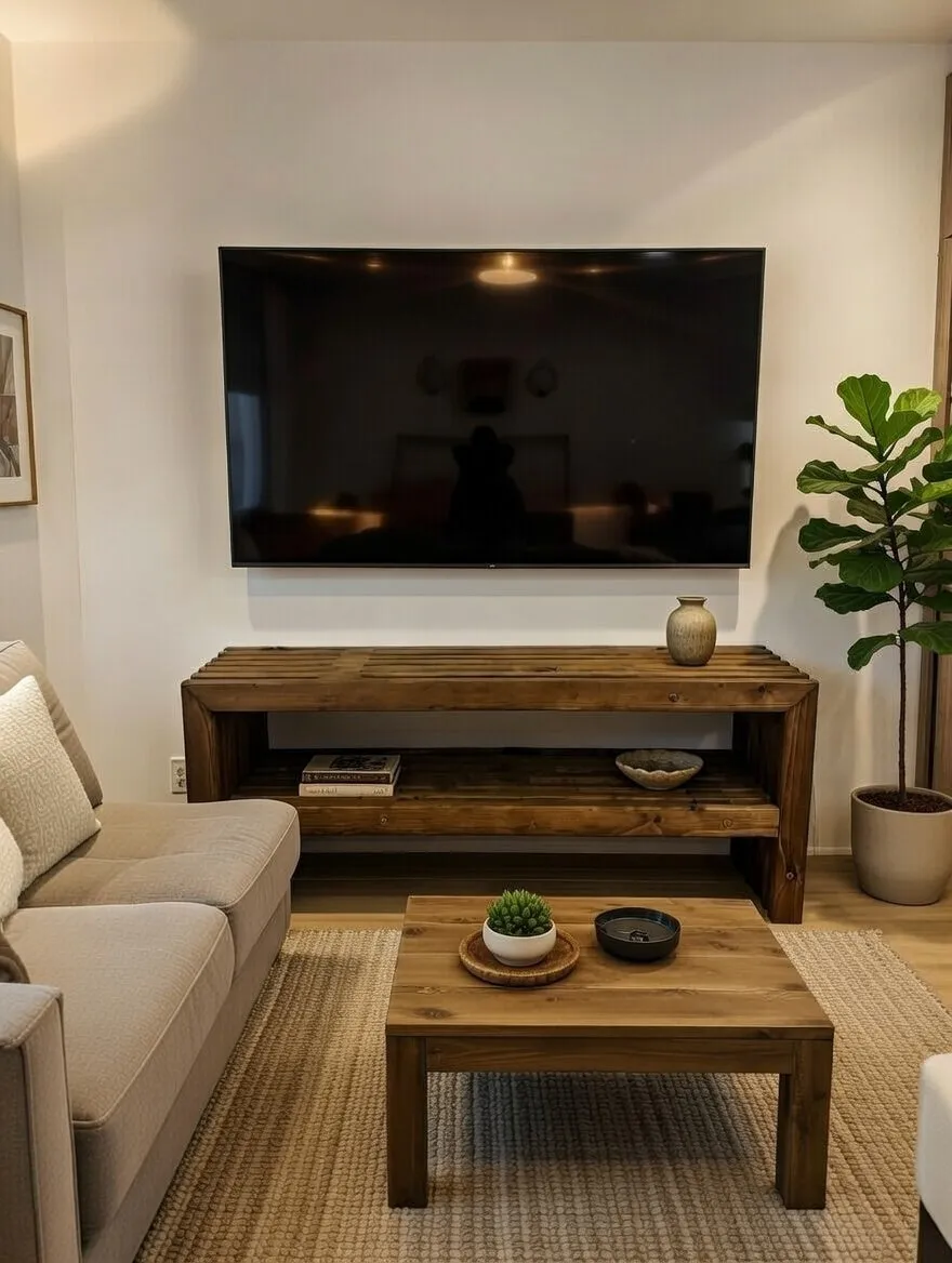 Kabeltromlen Brunbejdset tv-bord 137 cm 47 cm