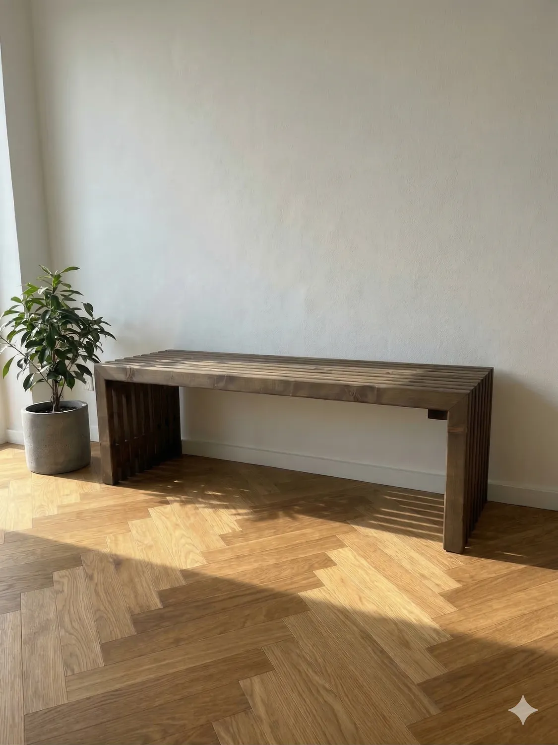 Kabeltromlen Bred Trallebænk 137 cm brunbejdset