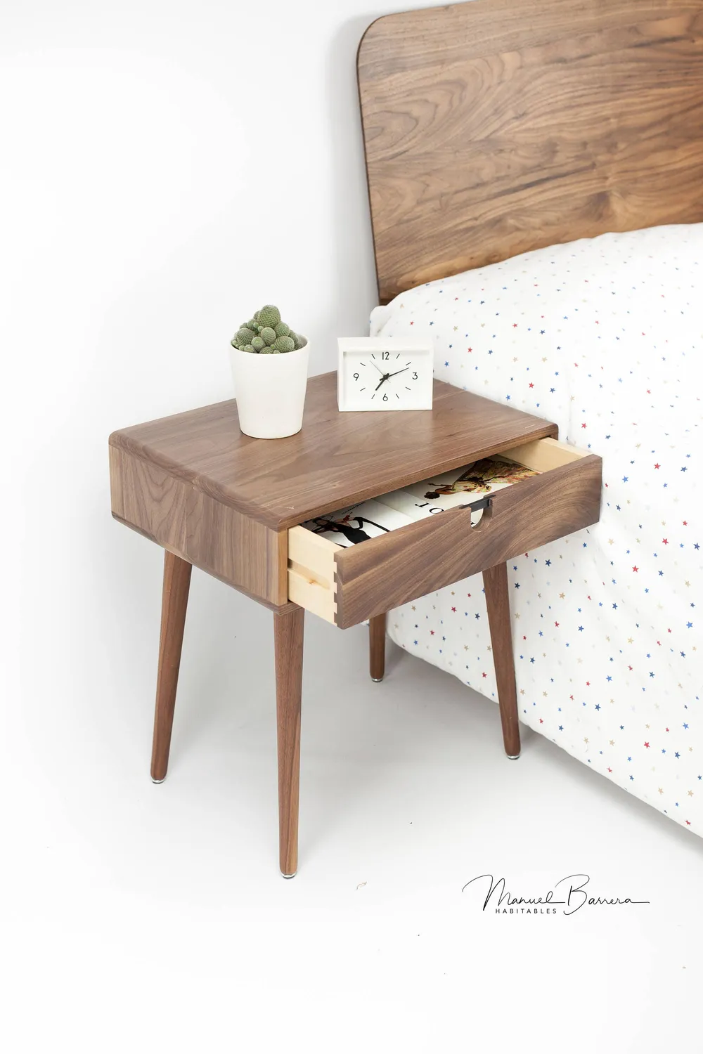 Habitables Mid-Century sengebord 1 skuffe eg 46,5 cm