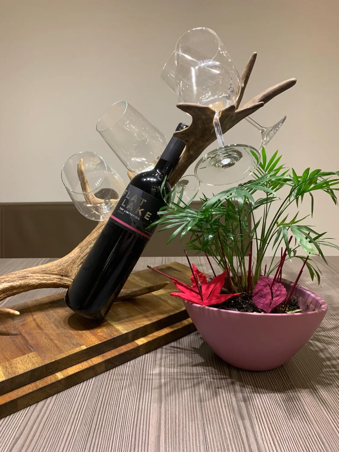Oh My Deer vinglasholder træ væg 4 glas rustik