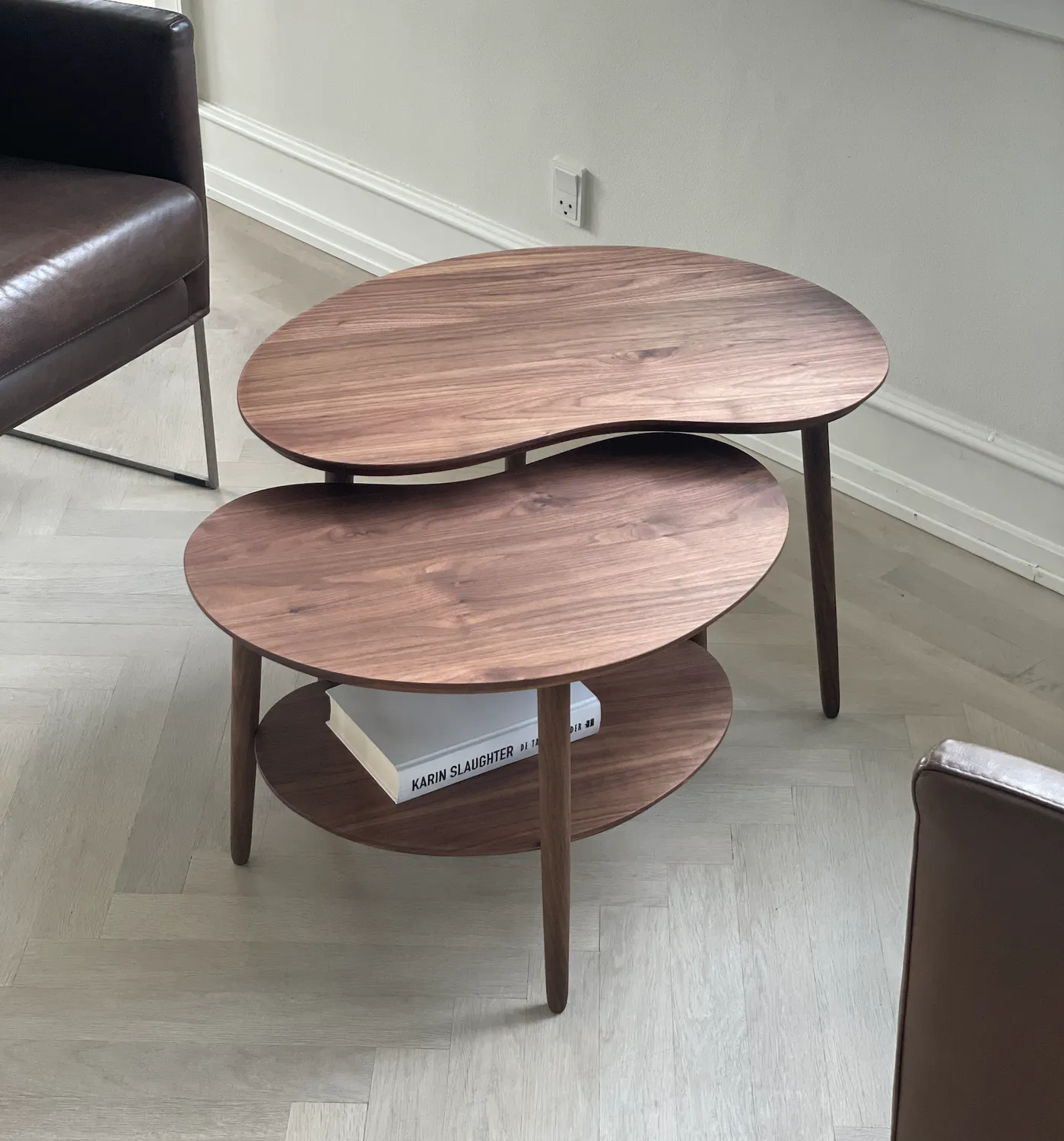 Bønnebord Mellem sofabord valnød massivt træ 70 cm