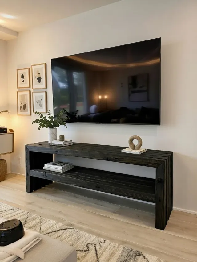 Kabeltromlen TV-bord sortbejdset 137 cm massivt træ