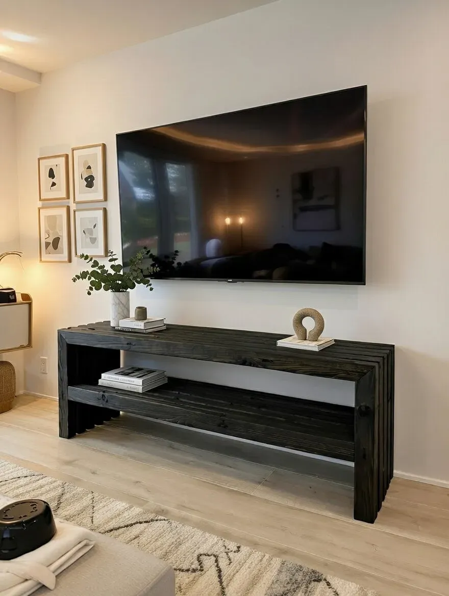 Kabeltromlen TV-bord sortbejdset 137 cm massivt træ