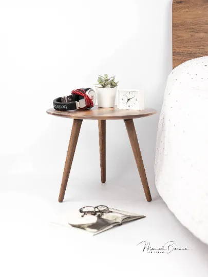 Habitables Midcentury sofabord rundt eg 50 cm massivt