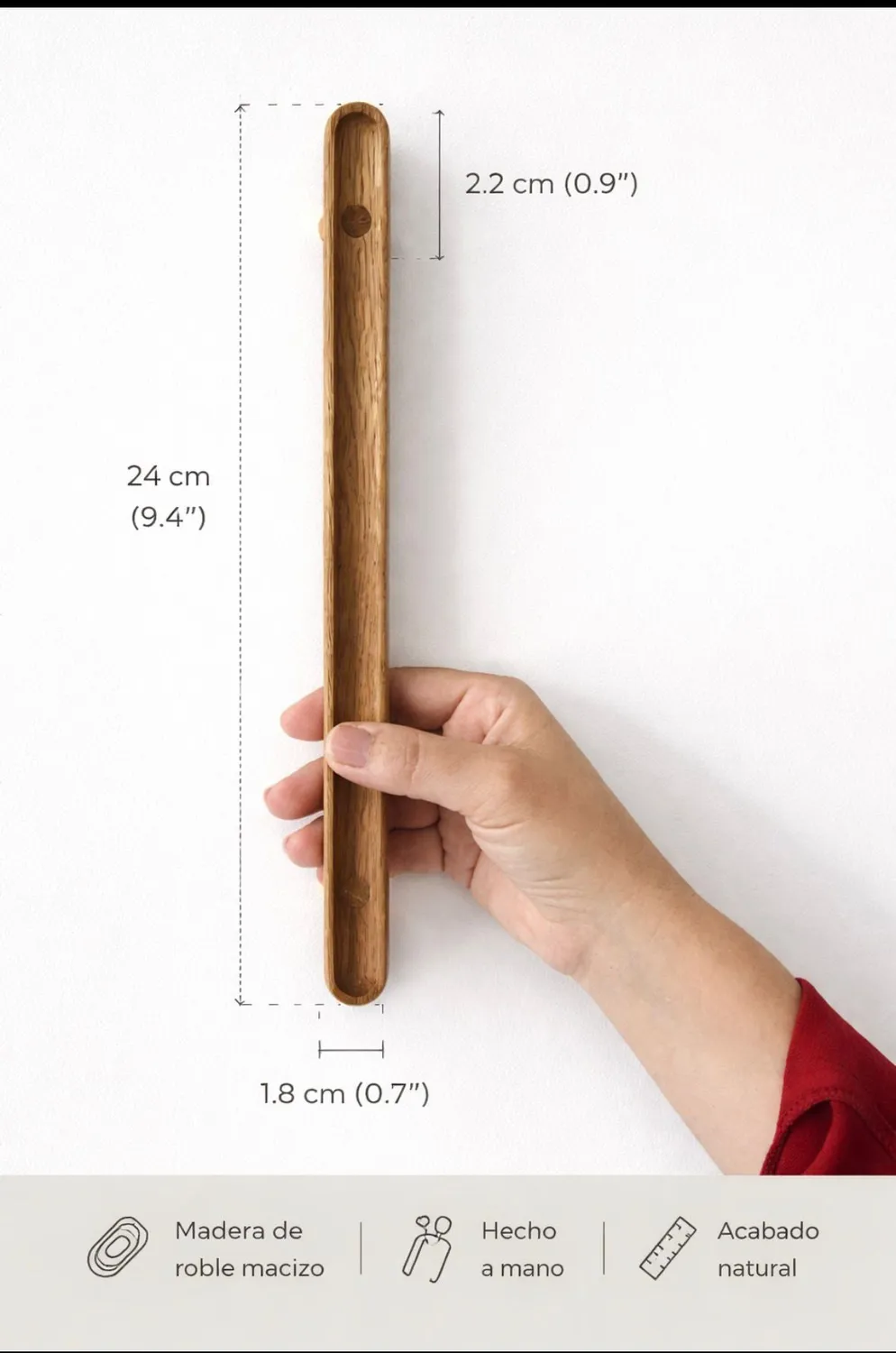 Habitables Low 03 dørhåndtag eg 60 cm massivt træ