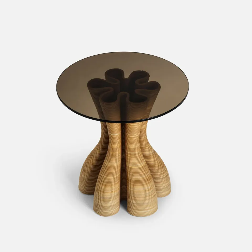 HYFER Anemone sidebord Natural bronzeglas