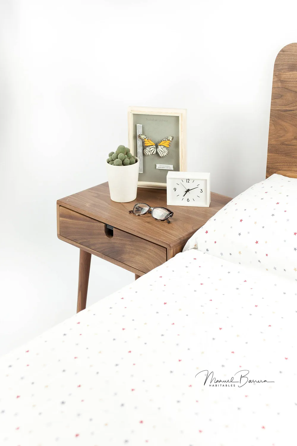 Habitables Mid-Century sengebord 1 skuffe eg 46,5 cm