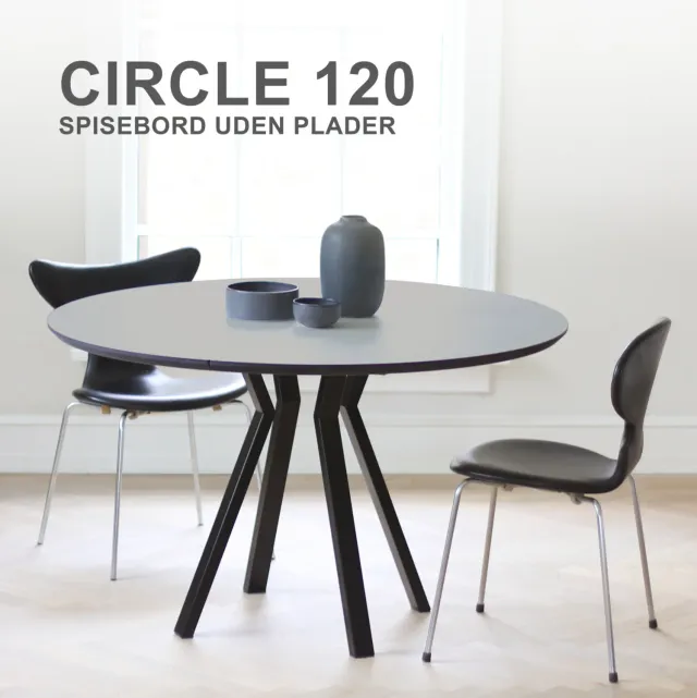 Bønnebord Circle Ø120 spisebord sort kant laminat